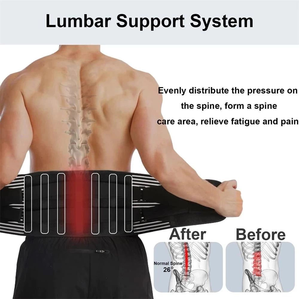 Double Pull Adjustable Lumbar Support Belt for Back Pain