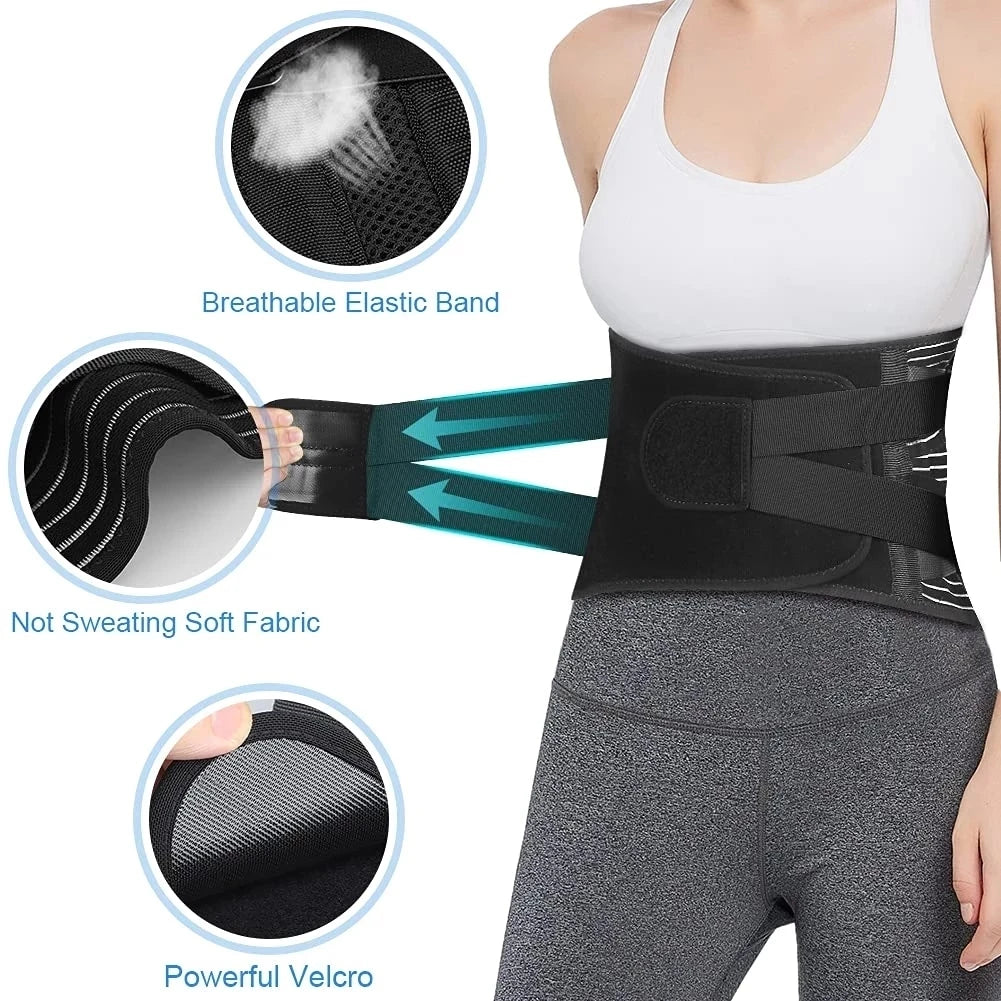 Double Pull Adjustable Lumbar Support Belt for Back Pain