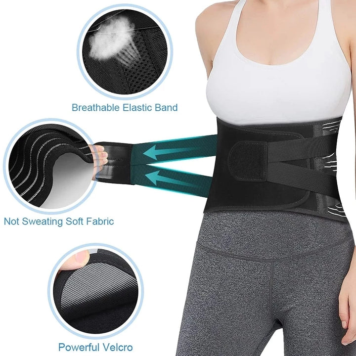 Double Pull Adjustable Lumbar Support Belt for Back Pain