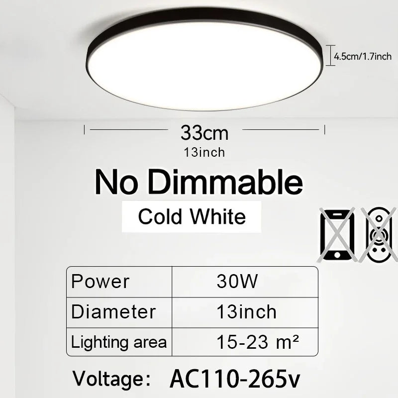 50W LED Ceiling Light – Dimmable Panel with Remote
