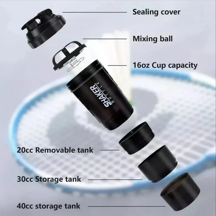 3-Layer Protein Shaker Bottle – Large Capacity Mixer