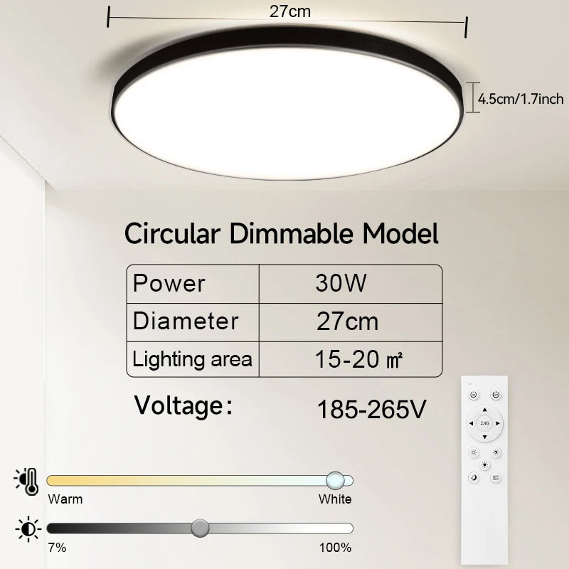 50W LED Ceiling Light – Dimmable Panel with Remote