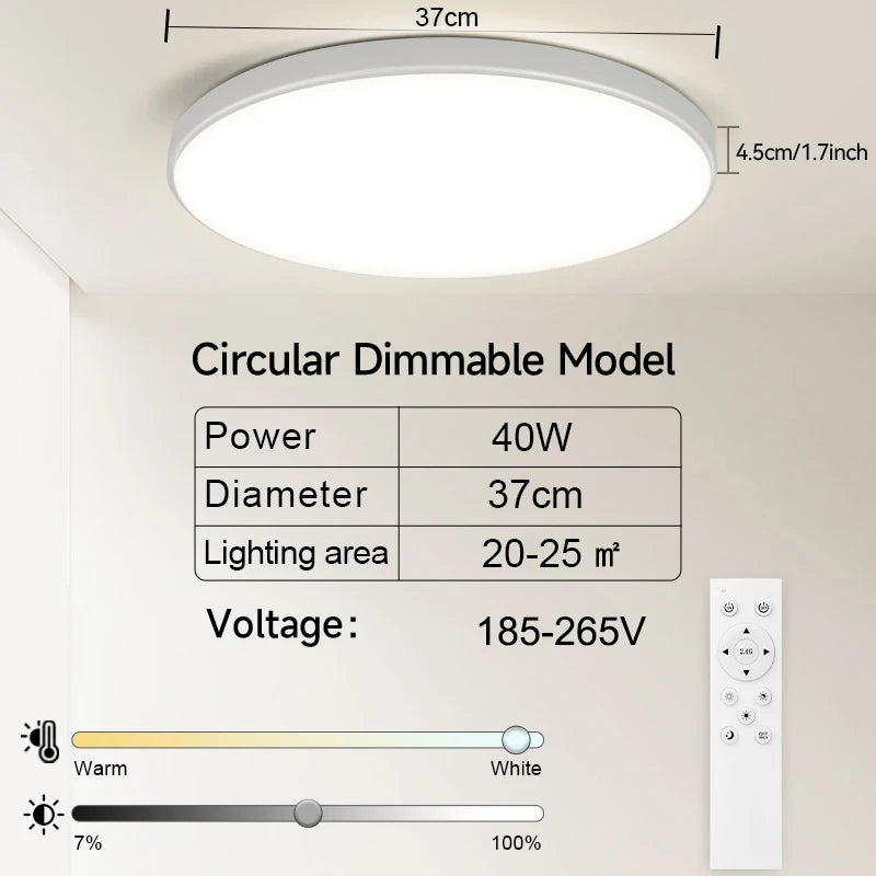 50W LED Ceiling Light – Dimmable Panel with Remote