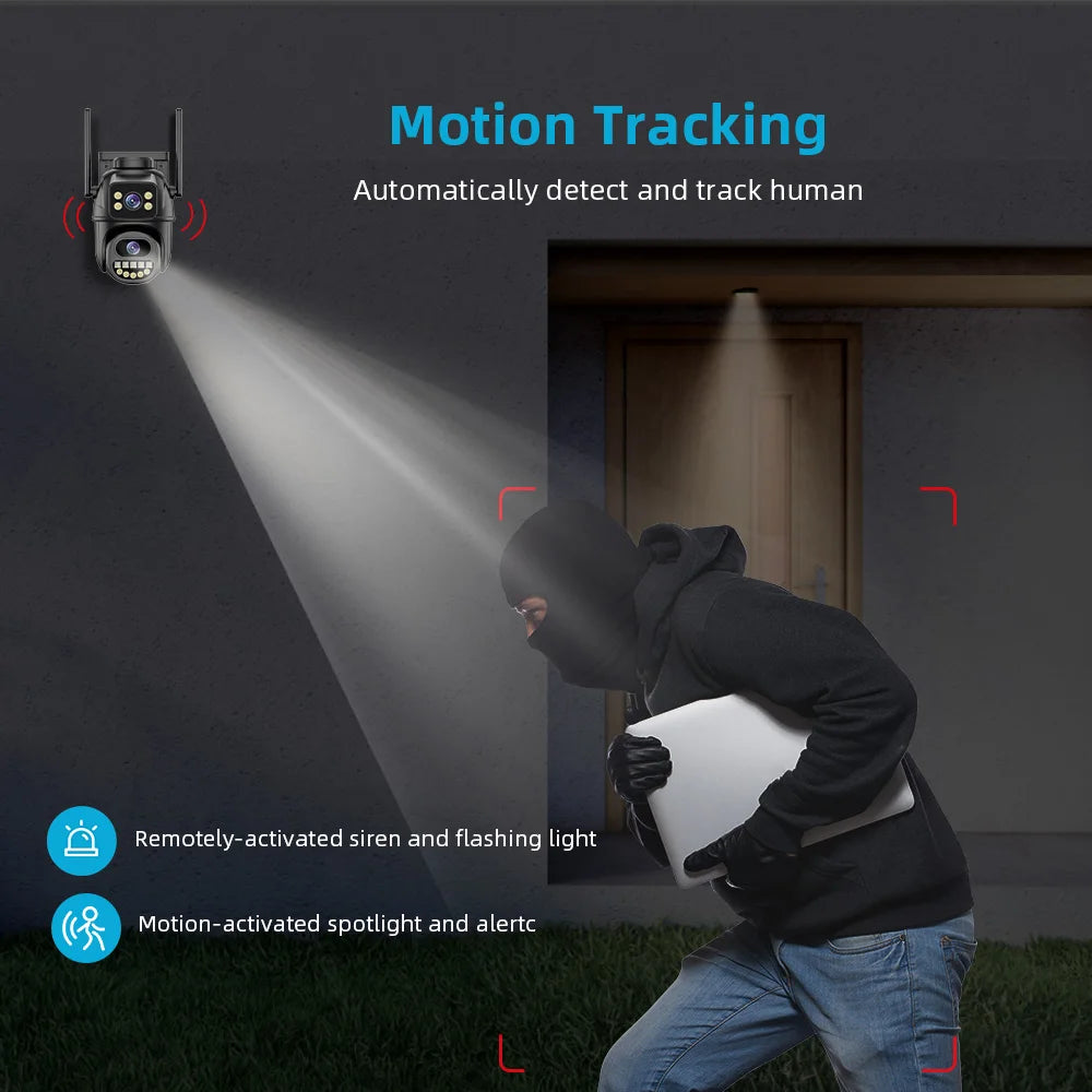 8MP 4K PTZ WiFi Camera – Dual Lens & Dual Screen