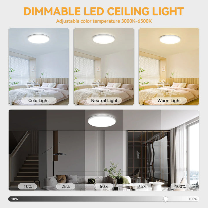 50W LED Ceiling Light – Dimmable Panel with Remote