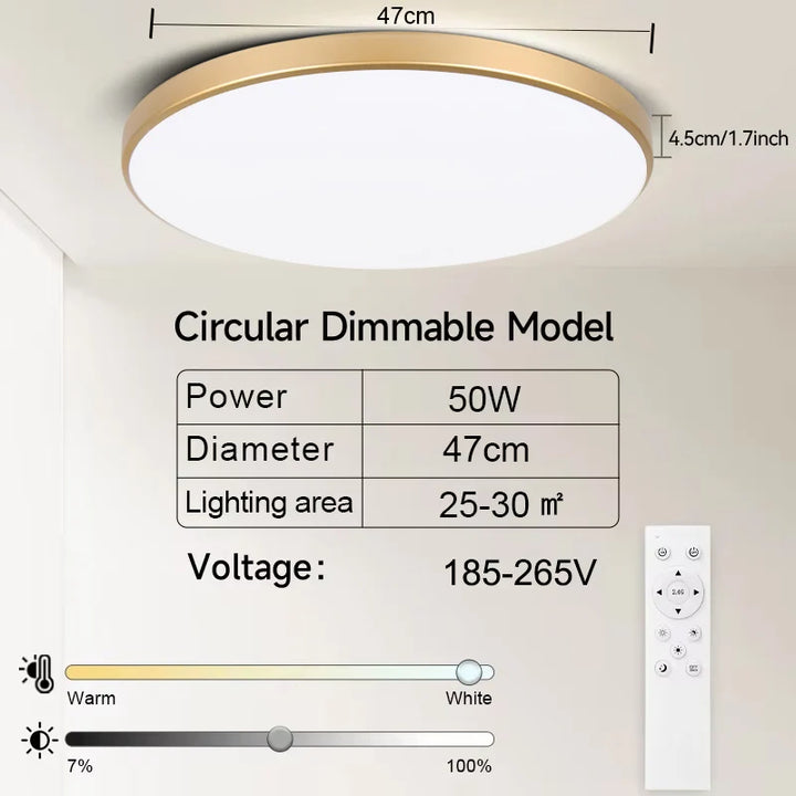 50W LED Ceiling Light – Dimmable Panel with Remote
