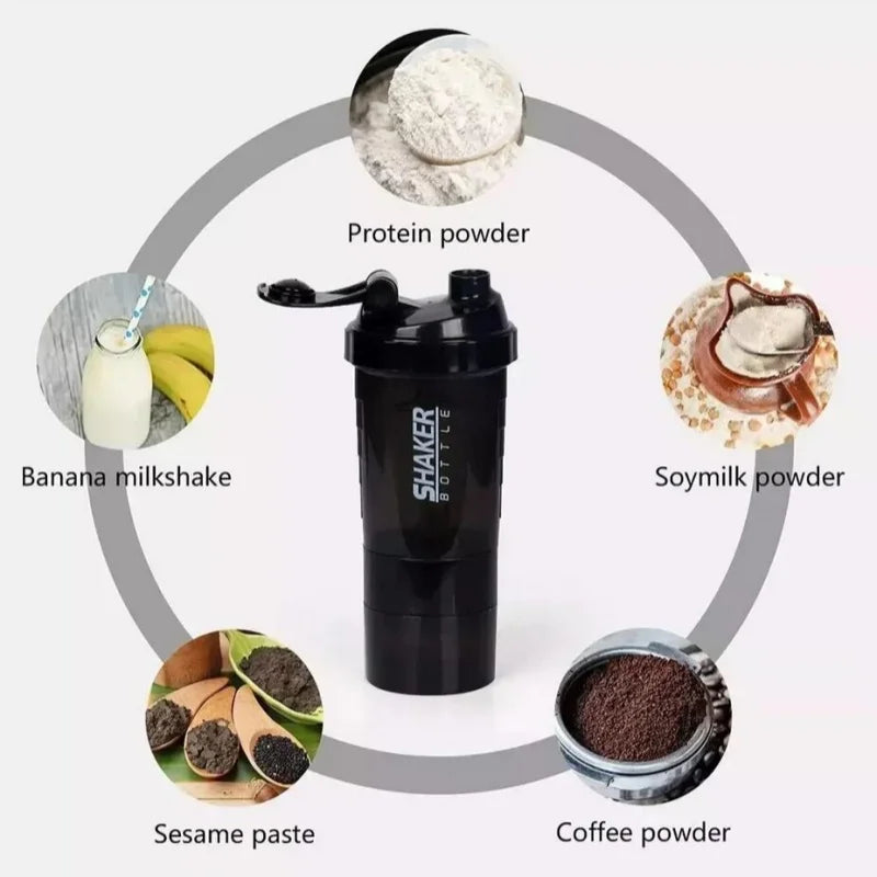 3-Layer Protein Shaker Bottle – Large Capacity Mixer