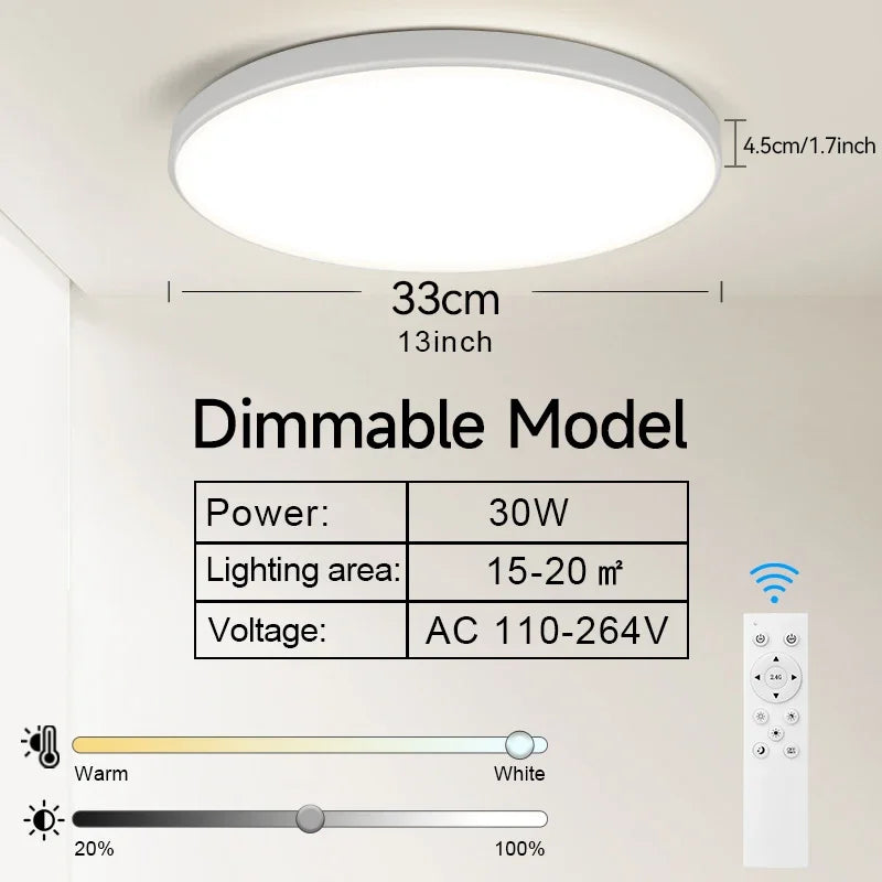 50W LED Ceiling Light – Dimmable Panel with Remote
