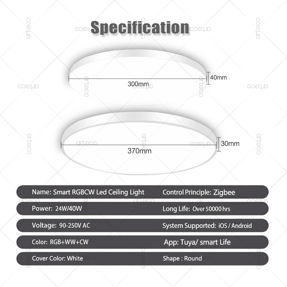 Zigbee Smart LED Ceiling Light 24W/40W – RGB + CW