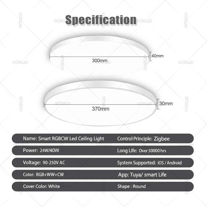 Zigbee Smart LED Ceiling Light 24W/40W – RGB + CW