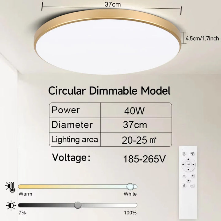 50W LED Ceiling Light – Dimmable Panel with Remote