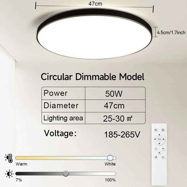 50W LED Ceiling Light – Dimmable Panel with Remote
