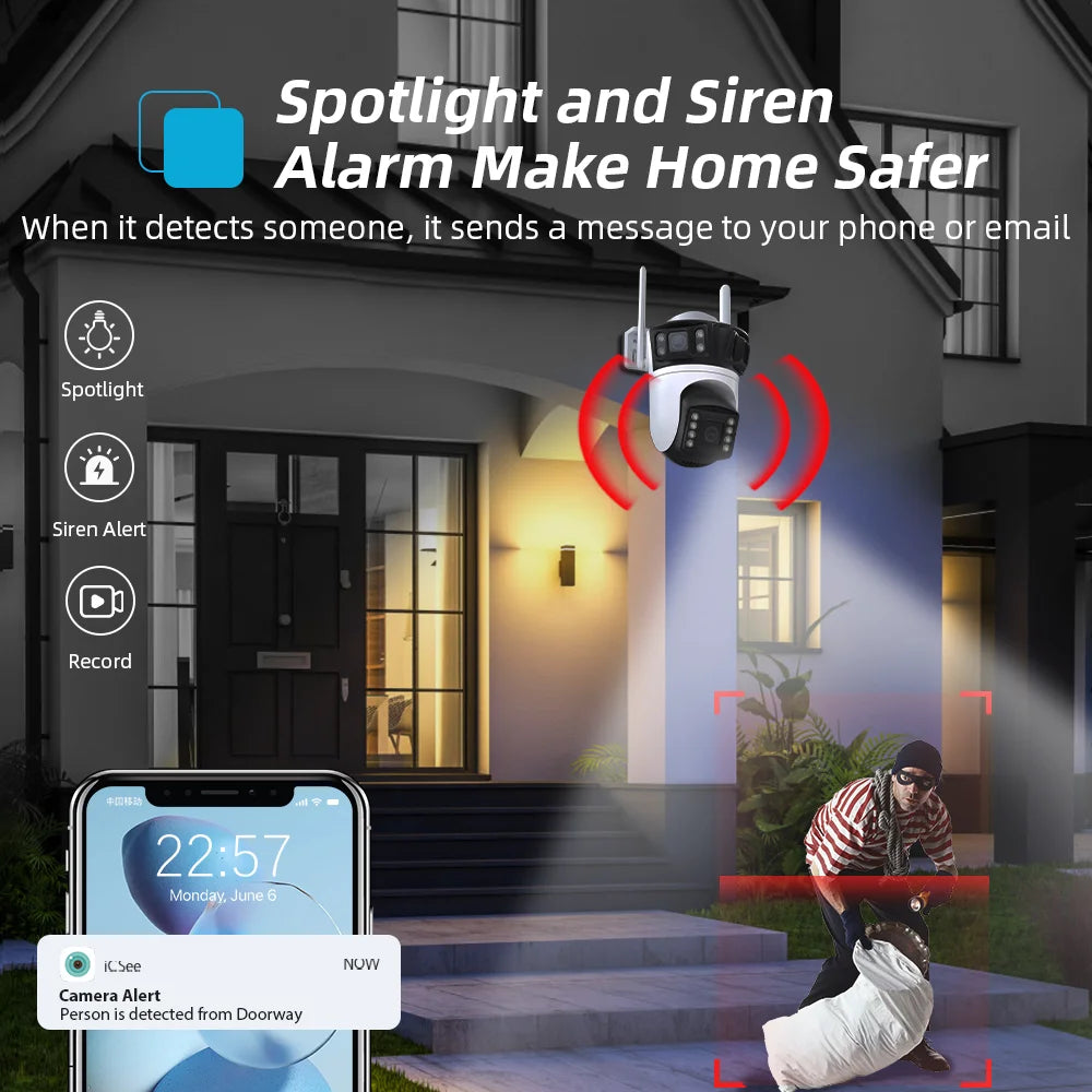 12MP 6K PTZ WiFi Camera – 8X Zoom Outdoor Security