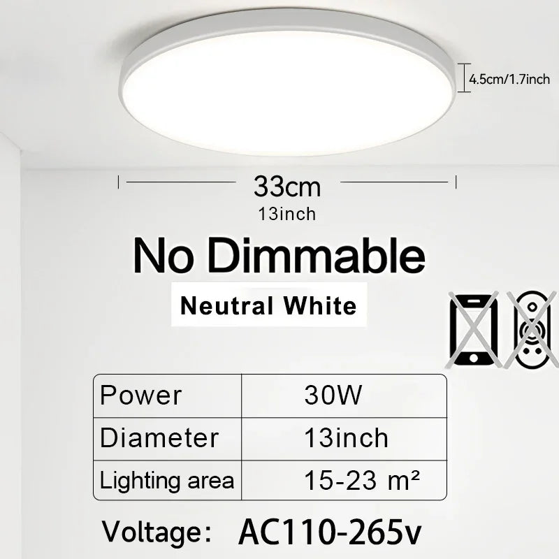 50W LED Ceiling Light – Dimmable Panel with Remote
